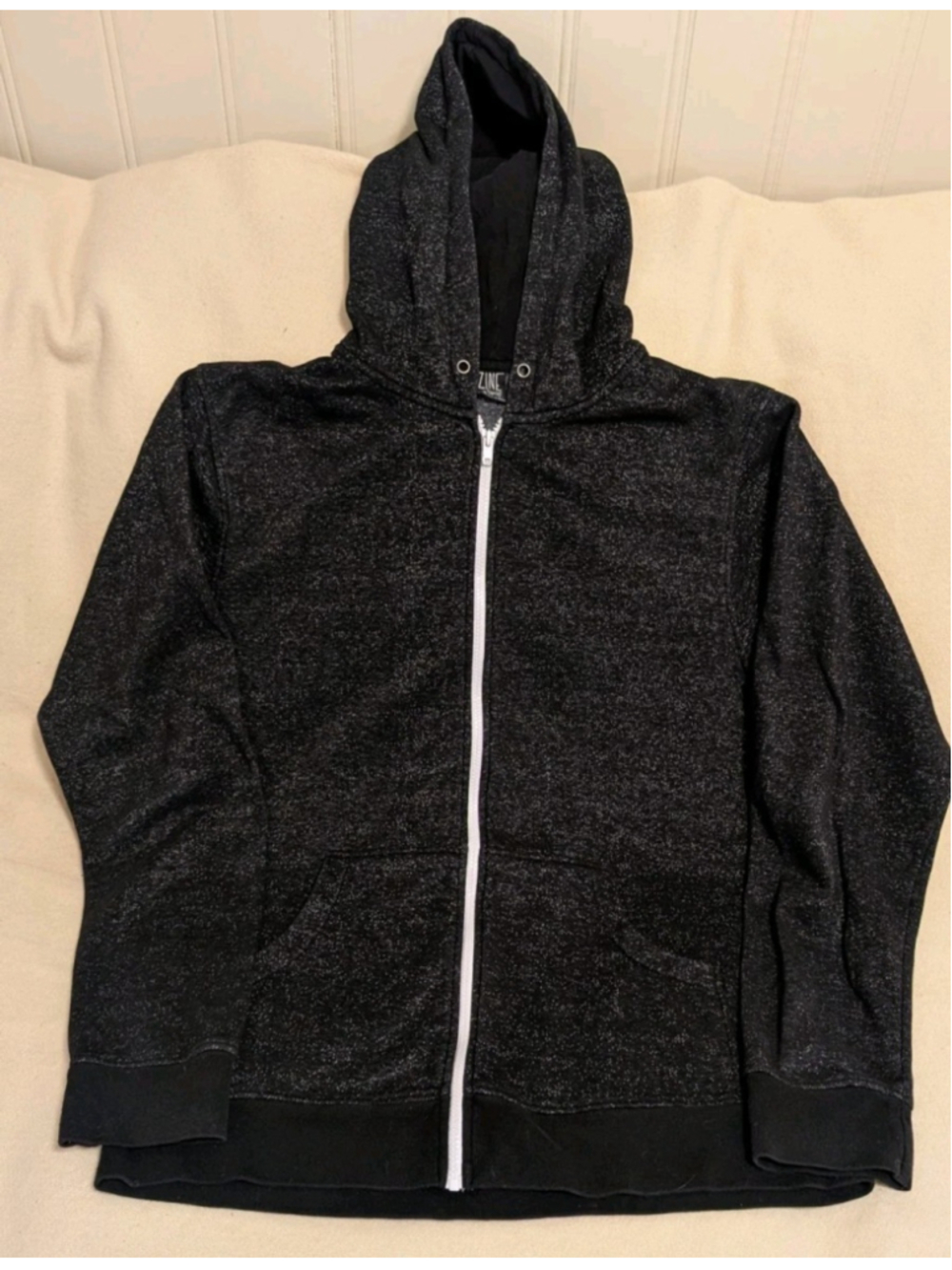 Zine Men's Black Speckled Hoodie Size XL Medium Weight 073